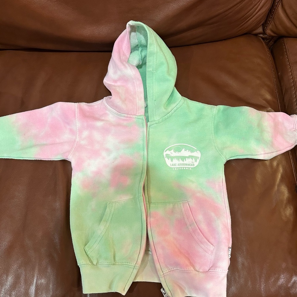 Kids Tie-Dye Hoodie - Green and Pink 3T Lake Arrowhead